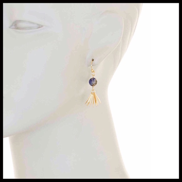 GENUINE LAPIS DAINTY BOHO TASSEL EARRINGS A2C - Picture 6 of 8